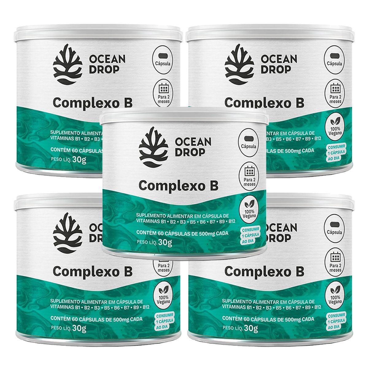 Kit 5X Complexo B -  60 C�psulas - Ocean Drop