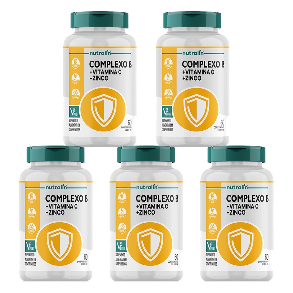 Kit 5X Complexo B com Vitamina C e Zinco - 60 Comprimidos - Nutral�n