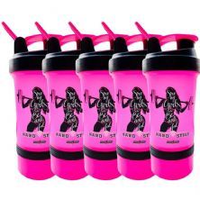 Kit 5X Coqueteleira 3 Doses - 450ml Rosa- Integralm�dica