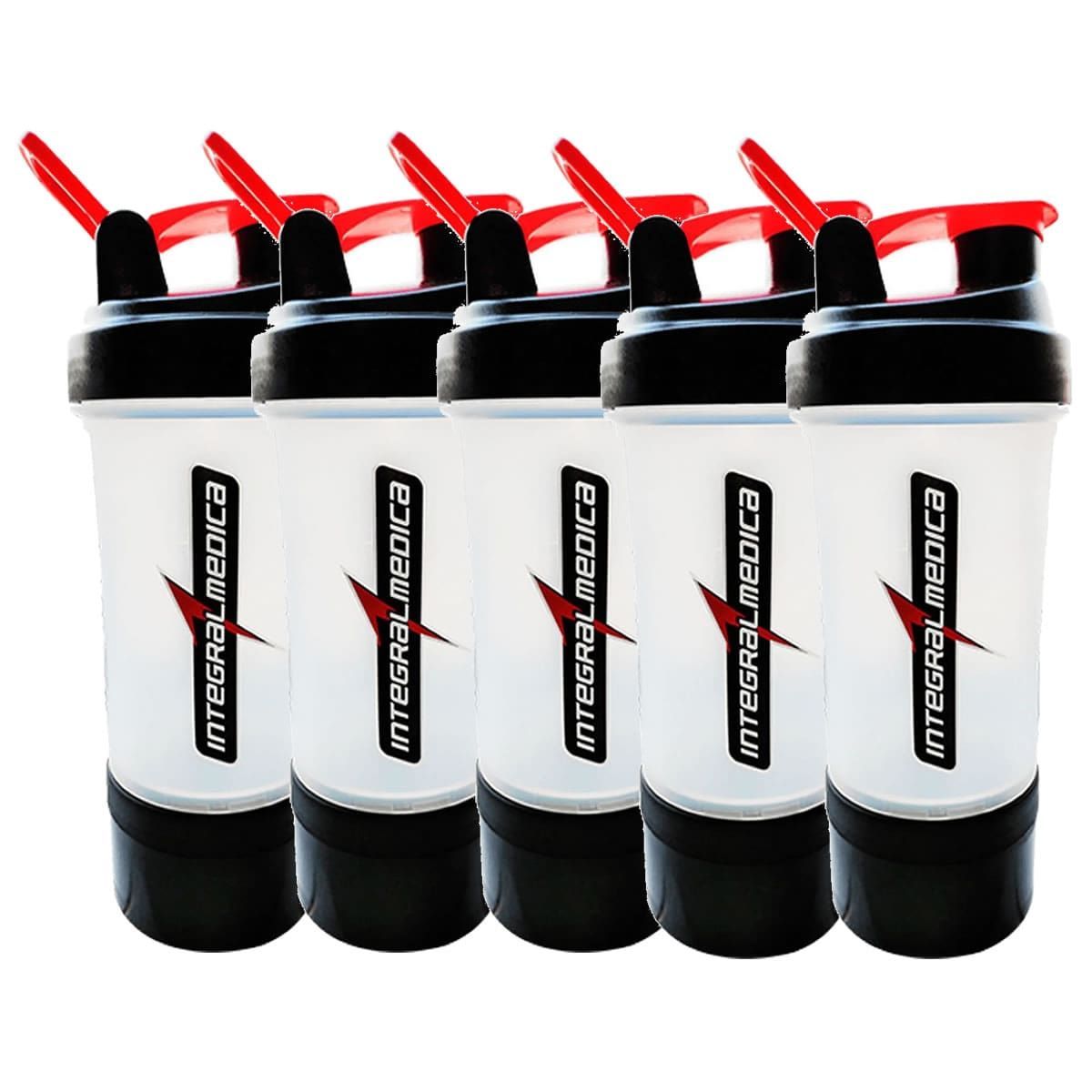 Kit 5X Coqueteleira 3 doses - 450ml Transparente - Integralmedica
