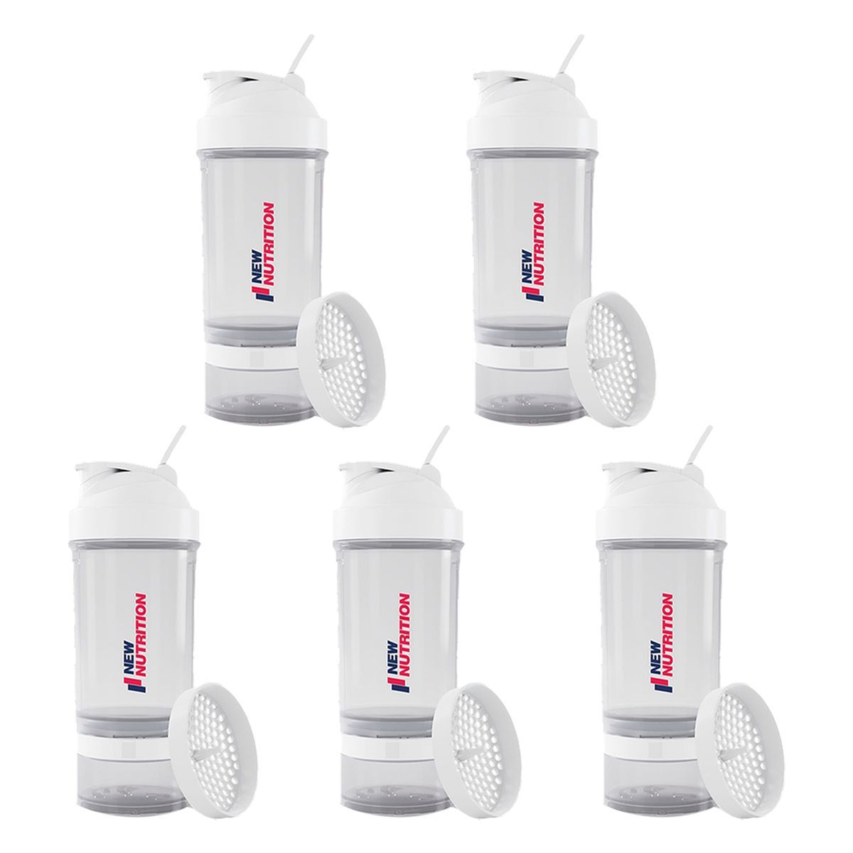 Kit 5X Coqueteleira 3 Partes - 500ml Transparente - NewNutrition