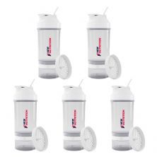 Kit 5X Coqueteleira 3 Partes - 500ml Transparente - NewNutrition