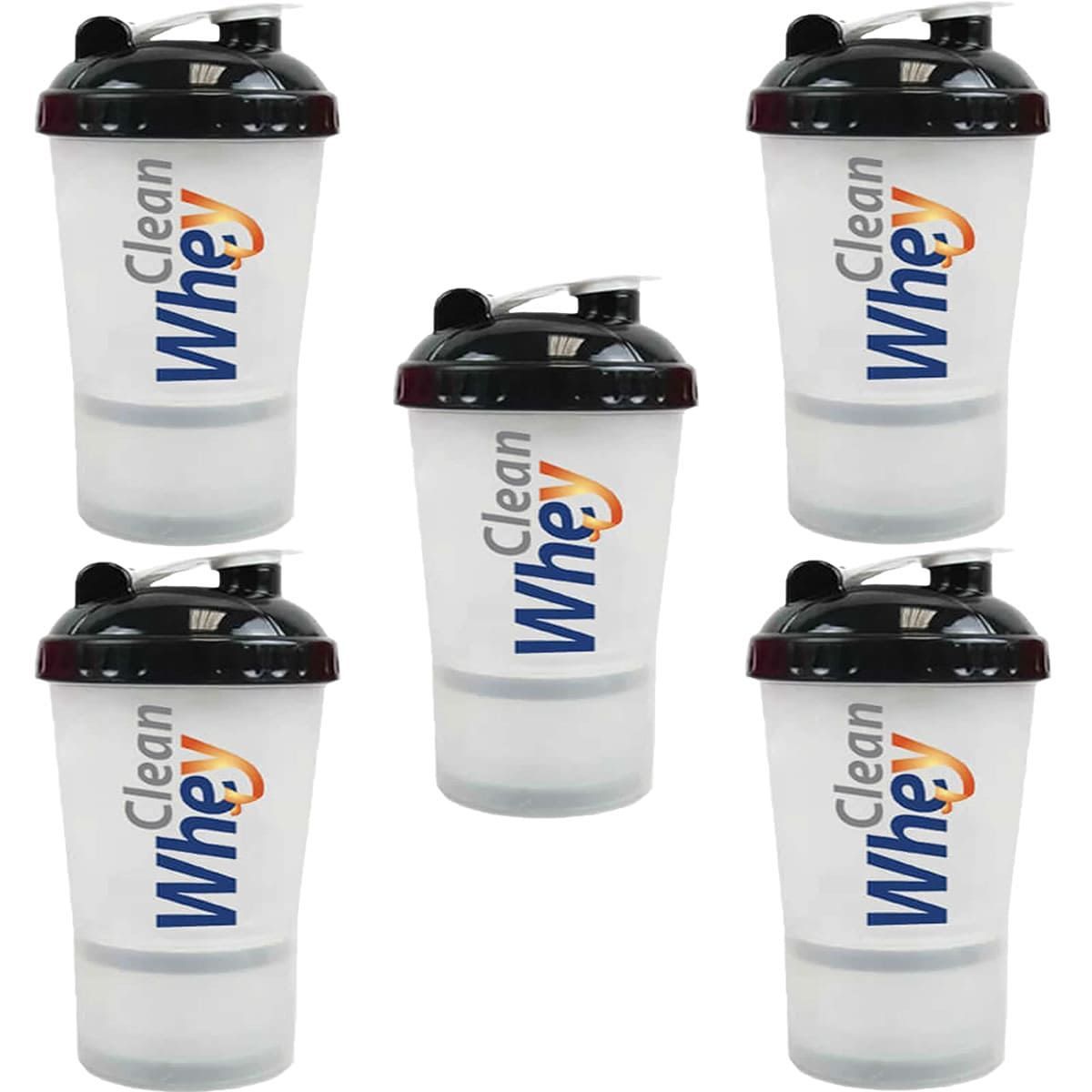 Kit 5X Coqueteleira 600ml 4 Doses - Clean Whey