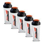Kit 5X Coqueteleira - 600ml Branca/Laranja - New Millen