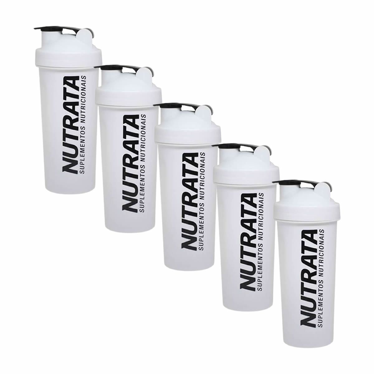 Kit 5X Coqueteleira - 600ml Branca - Nutrata