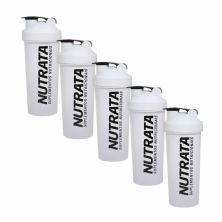 Kit 5X Coqueteleira - 600ml Branca - Nutrata