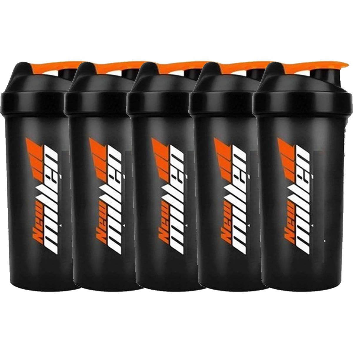 Kit 5X Coqueteleira - 600ml Fume Tampa Preta - New Millen