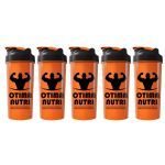 Kit 5X Coqueteleira 600ml Laranja e Preto - OtimaNutri