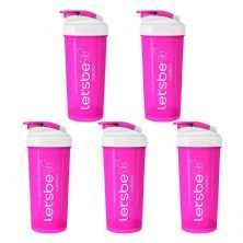 Kit 5X Coqueteleira 600ml Pink e Branco - LetsBe Nutrition