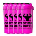 Kit 5X Coqueteleira 600ml Pink e Preto - OtimaNutri