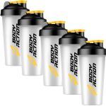 Kit 5X Coqueteleira - 600ml Preto/Amarelo- BodyAction
