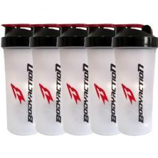 Kit 5X Coqueteleira - 600ml Preto/Vermelho - BodyAction
