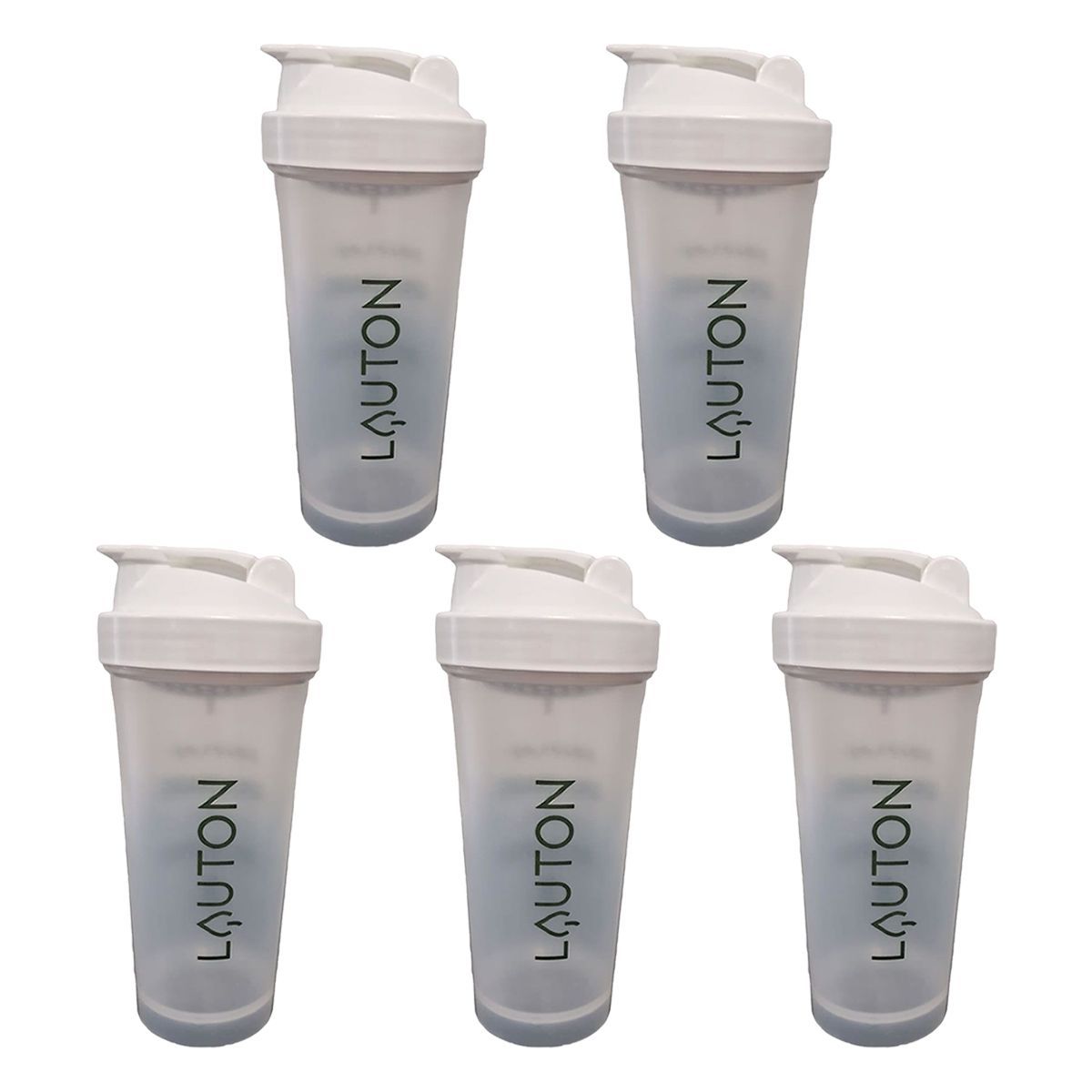 Kit 5X Coqueteleira - 600ml Verde e Branca - Lauton Nutrition