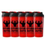Kit 5X Coqueteleira 600ml Vermelha e Preto - OtimaNutri