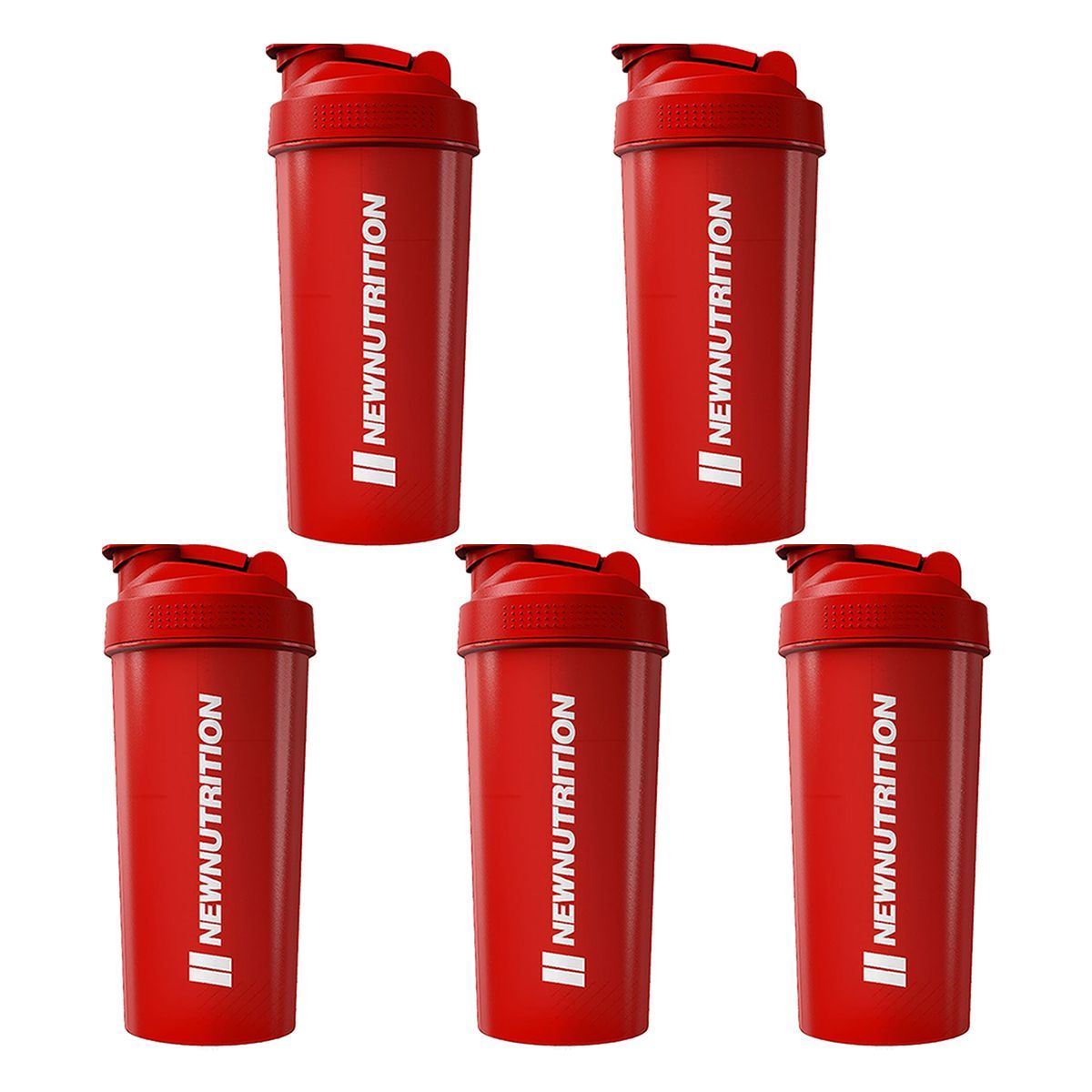 Kit 5X Coqueteleira - 600ml Vermelho - Newnutrition
