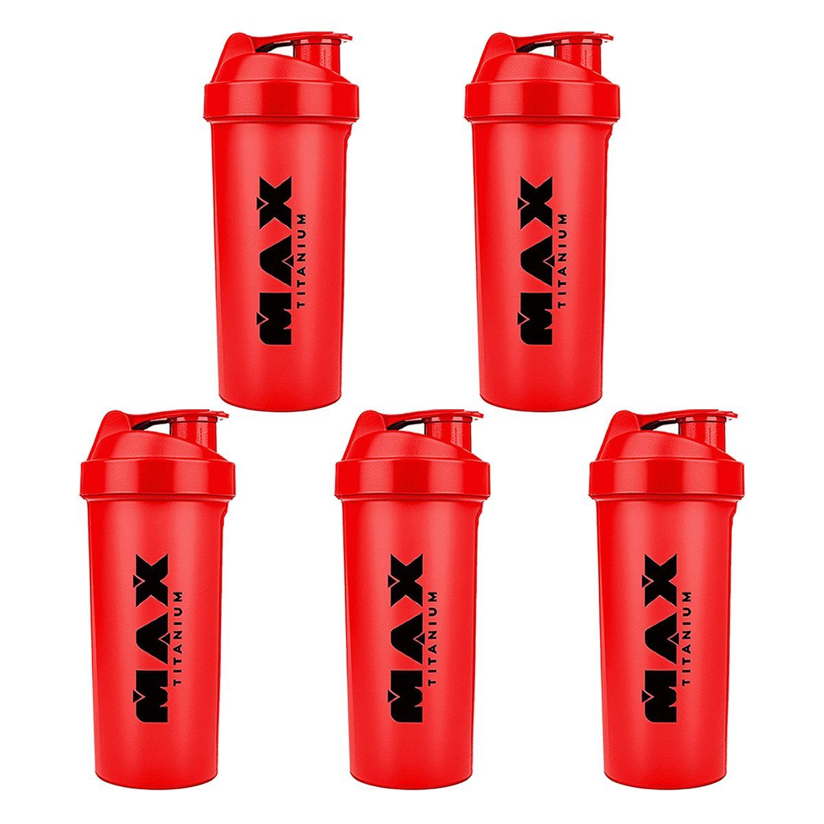 Kit 5X Coqueteleira - 700ml Vermelha - Max Titanium