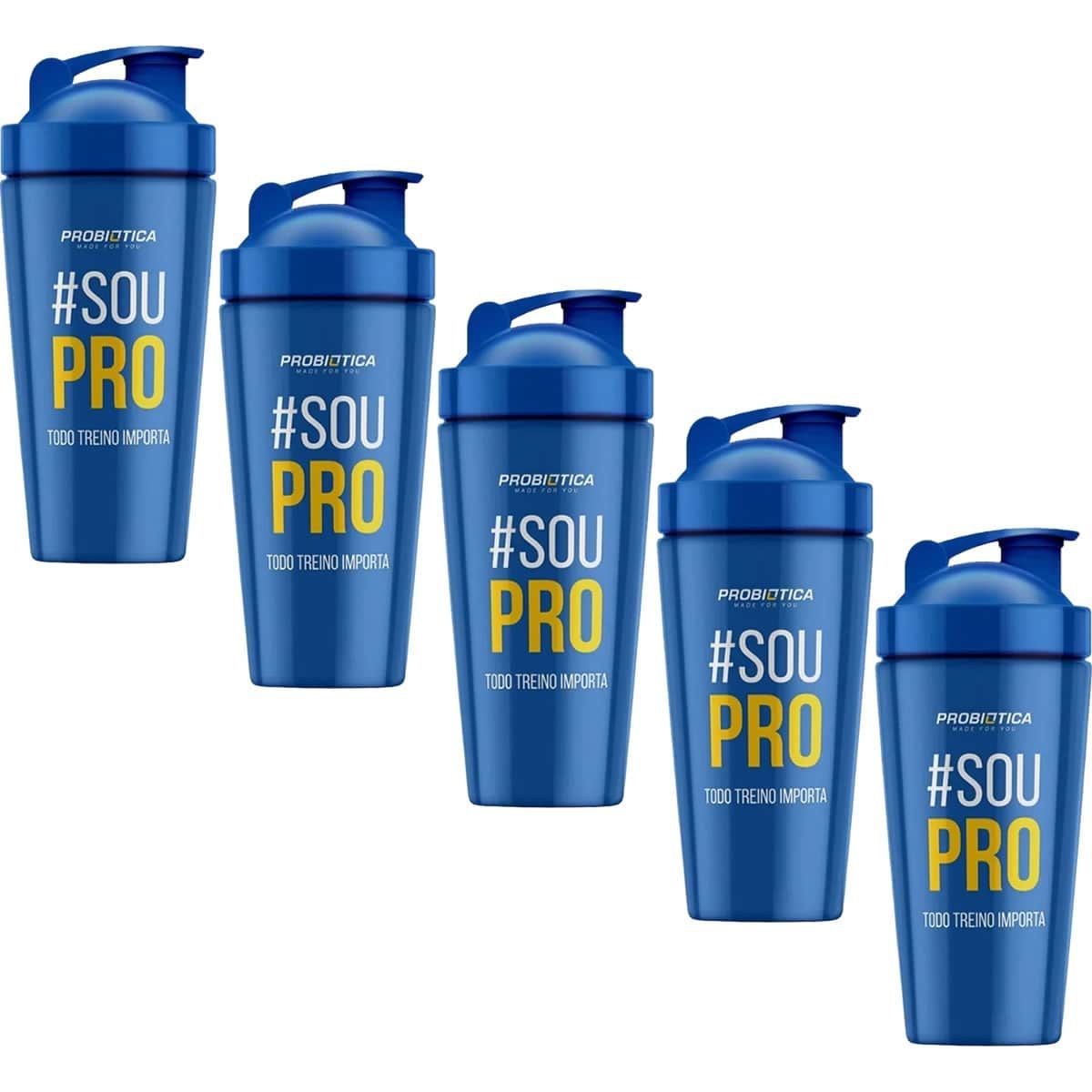 Kit 5X Coqueteleira Alum�nio Steel - 750ml Azul - Probi�tica