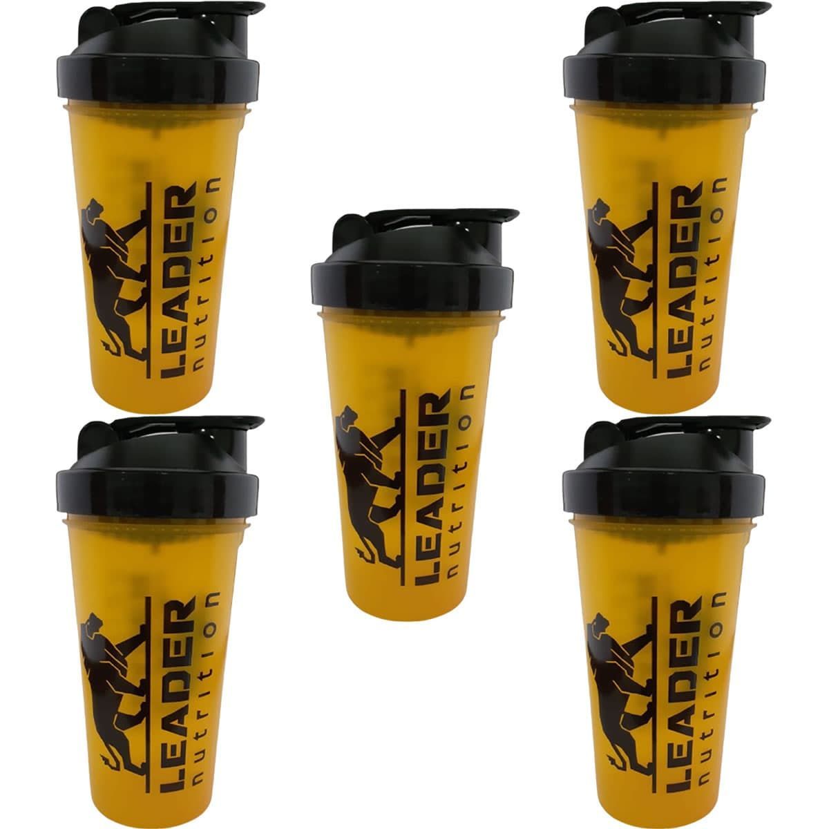 Kit 5X Coqueteleira Amarela 600ml - Leader Nutrition