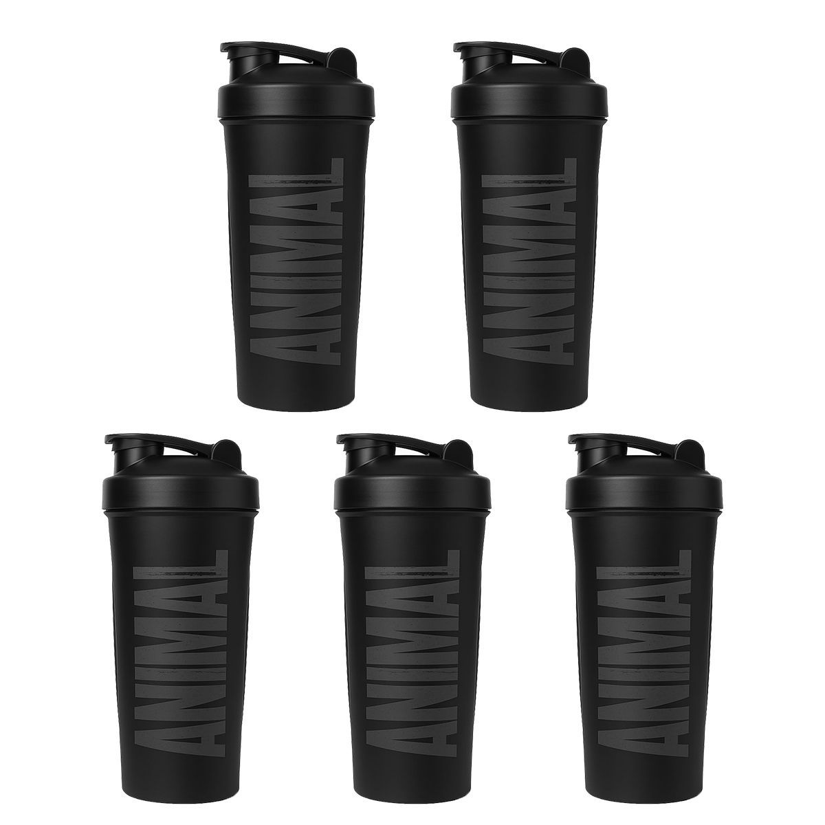 Kit 5X Coqueteleira Animal - 600ml Preta - Universal Nutrition