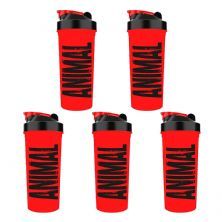 Kit 5X Coqueteleira Animal - 600ml Vermelha - Universal Nutrition
