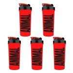 Kit 5X Coqueteleira Animal - 600ml Vermelha - Universal Nutrition