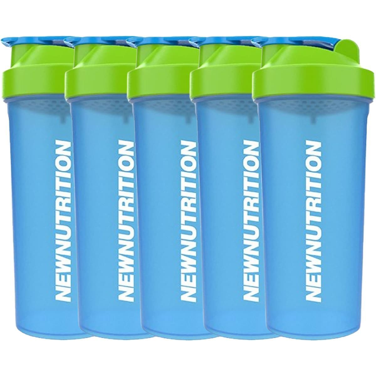 Kit 5X Coqueteleira Azul Com Tampa Verde - NewNutrition