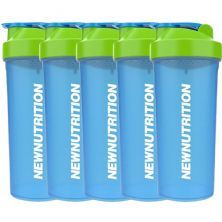 Kit 5X Coqueteleira Azul Com Tampa Verde - NewNutrition