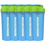 Kit 5X Coqueteleira Azul Com Tampa Verde - NewNutrition