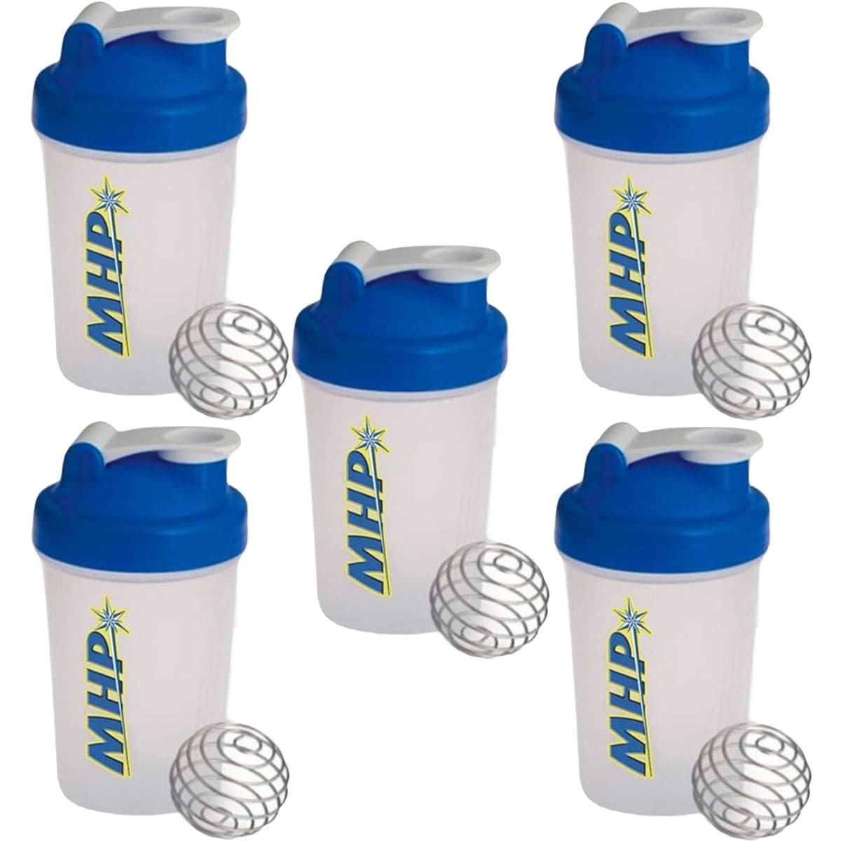 Kit 5X Coqueteleira Bottle Shaker - 400ml Tampa Azul - MHP
