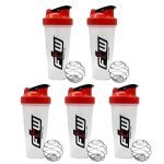 Kit 5X Coqueteleira com Blend - 600ml Transparente Tampa Vermelha - FTW