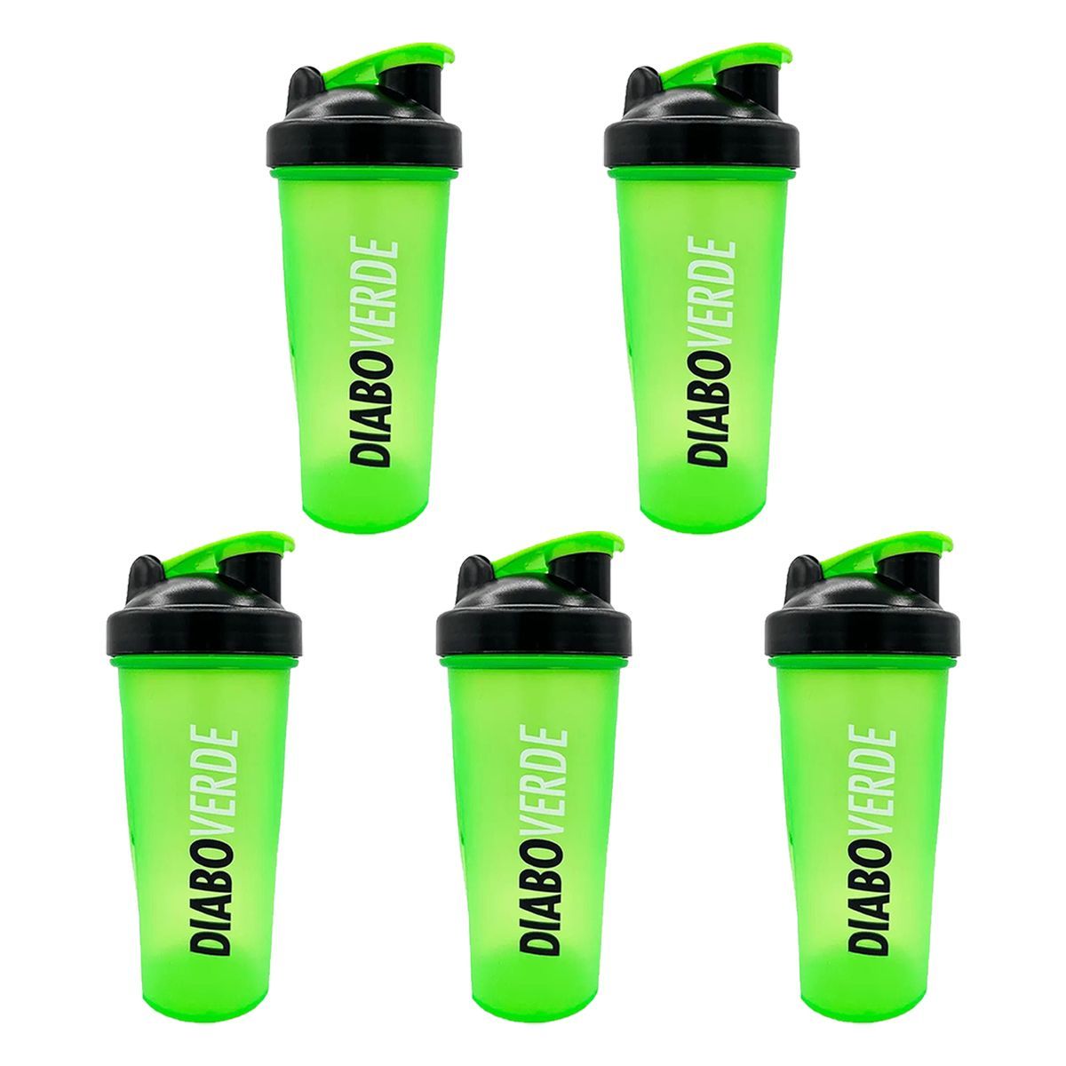 Kit 5X Coqueteleira com Blender Diabo Verde - 600ml Verde - FTW