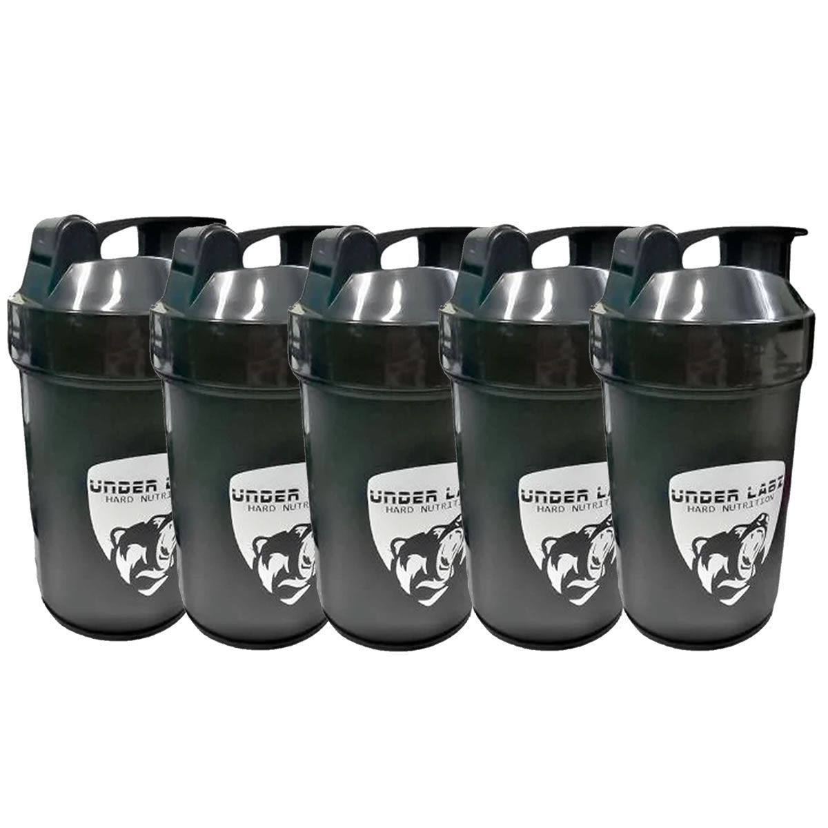 Kit 5X Coqueteleira com Compartimento - 500ml Preto - Under Labz