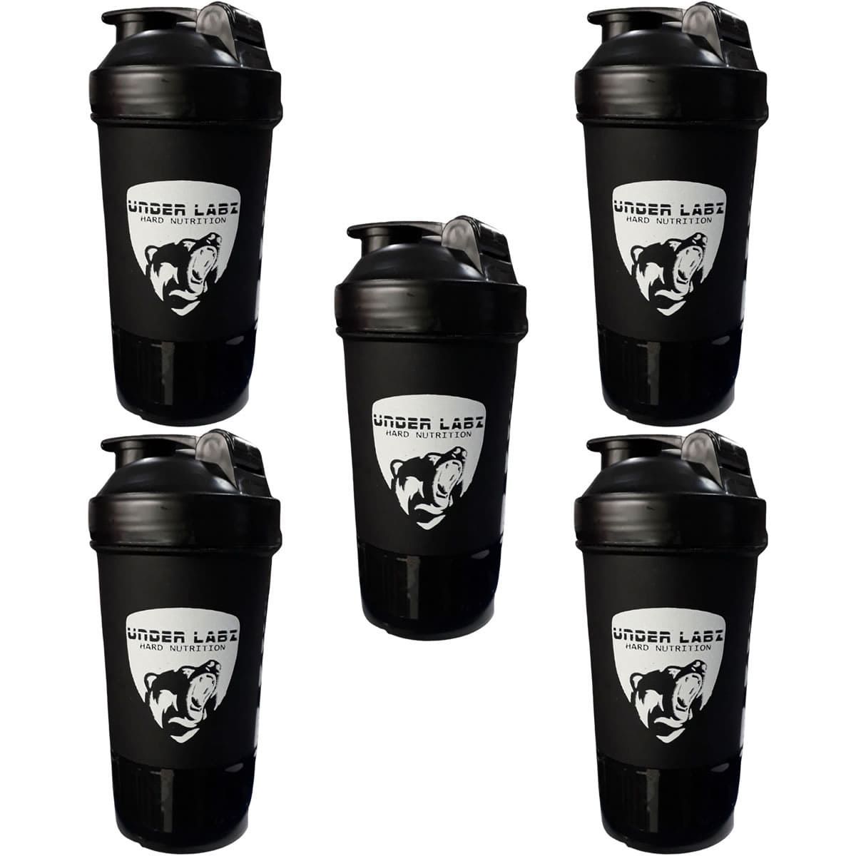 Kit 5X Coqueteleira Duas Doses - 500ml Preta - Under Labz
