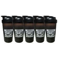 Kit 5X Coqueteleira Edi��o 25 Anos - 600ml Preta - Atlhetica Nutrition
