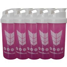 Kit 5X Coqueteleira Feminina - 600ml Rosa e Branco - New Millen