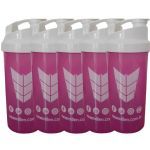 Kit 5X Coqueteleira Feminina - 600ml Rosa e Branco - New Millen