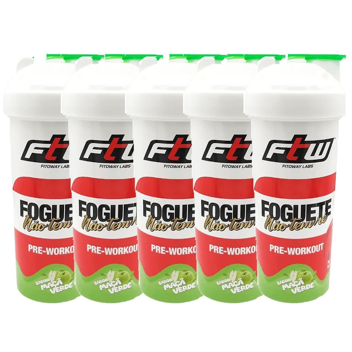 Kit 5X Coqueteleira Foguete N�o Tem R� - 700ml Ma�� Verde - FTW