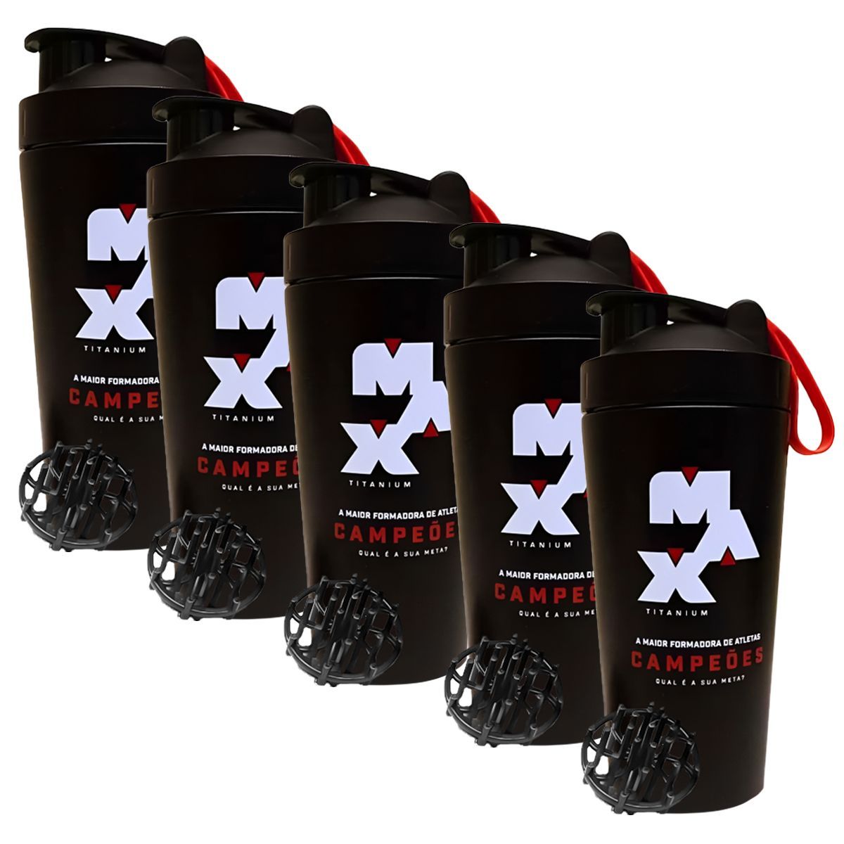 Kit 5X Coqueteleira Imp - 700ml Preta - Max Titanium