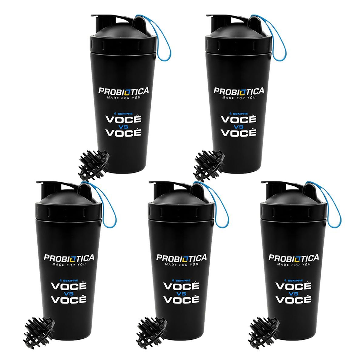 Kit 5X Coqueteleira Imp - 700ml Preta - Probi�tica