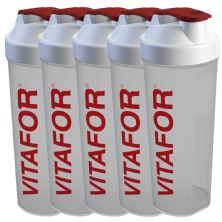 Kit 5X Coqueteleira Sa�de com Vitafor - 600ml  Transparente  - Vitafor
