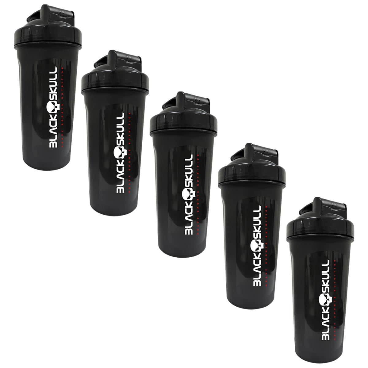 Kit 5X Coqueteleira Shaker Preta 600 ML - Black Skull 