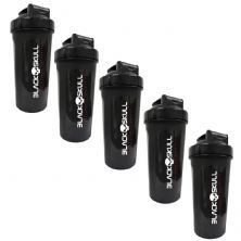 Kit 5X Coqueteleira Shaker Preta 600 ML - Black Skull 