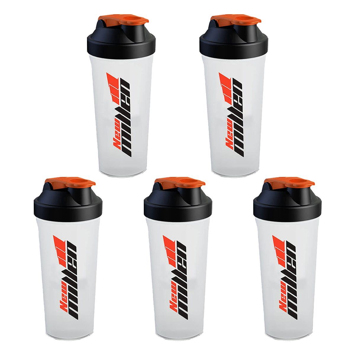 Kit 5X Coqueteleira Simples - 600ml Transparente - New Millen