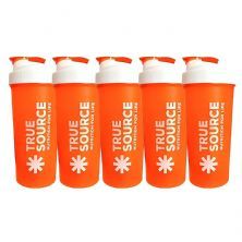 Kit 5X Coqueteleira Slim - 600ml Laranja E Branca - True Source