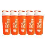Kit 5X Coqueteleira Slim - 600ml Laranja E Branca - True Source
