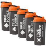 Kit 5X Coqueteleira Slim - 600ml  Preta e Laranja - True Source
