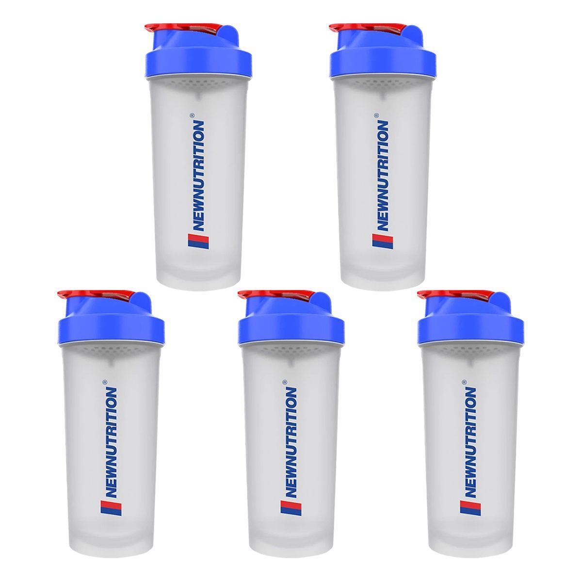 Kit 5X Coqueteleira Slim - 600ml Transparente e Azul -  NewNutrition
