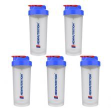 Kit 5X Coqueteleira Slim - 600ml Transparente e Azul -  NewNutrition