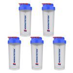 Kit 5X Coqueteleira Slim - 600ml Transparente e Azul -  NewNutrition