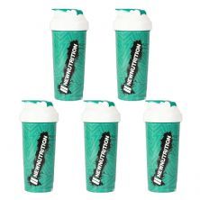 Kit 5X Coqueteleira Slim Estampada - 600ml Verde �gua - NewNutrition